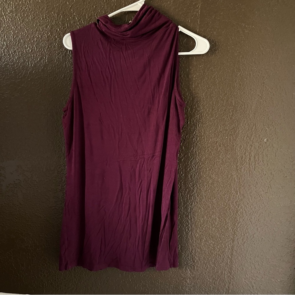 Burgundy Sleeveless Turtleneck, Very Soft and Stretchy, Size Large